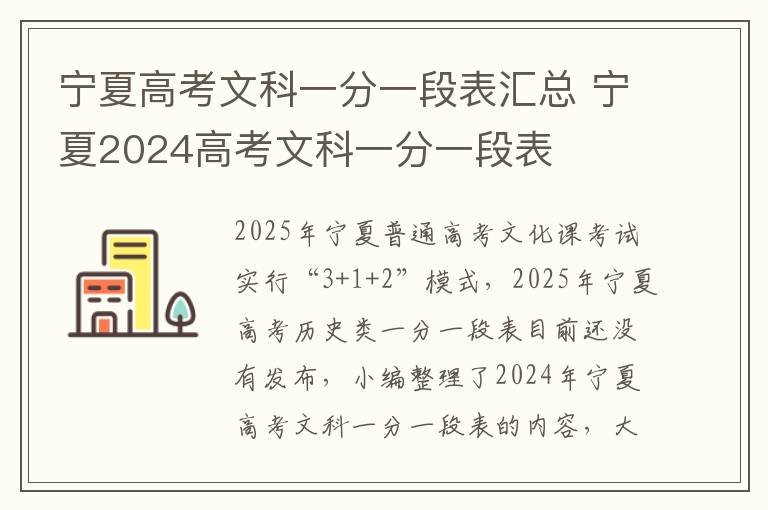 宁夏高考文科一分一段表汇总 宁夏2024高考文科一分一段表