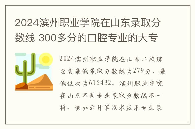 2024滨州职业学院在山东录取分数线 300多分的口腔专业的大专