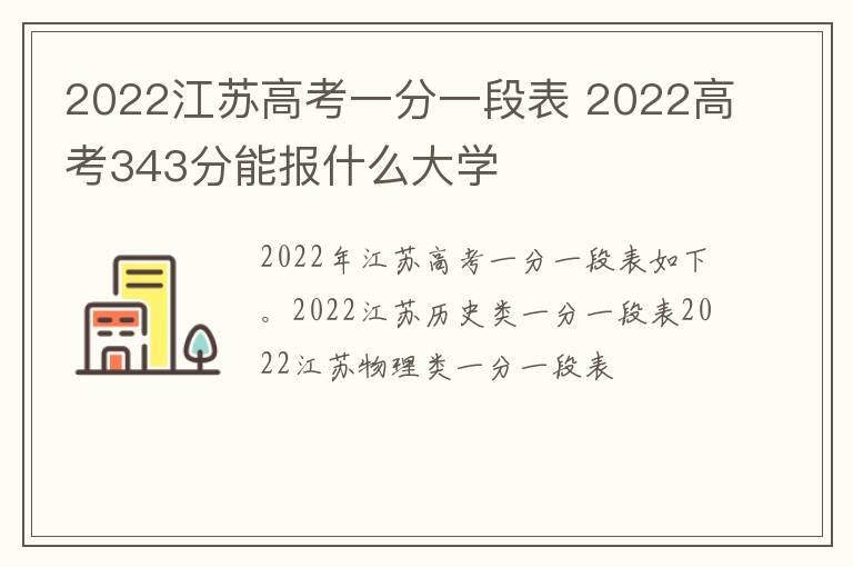 2022江苏高考一分一段表 2022高考343分能报什么大学