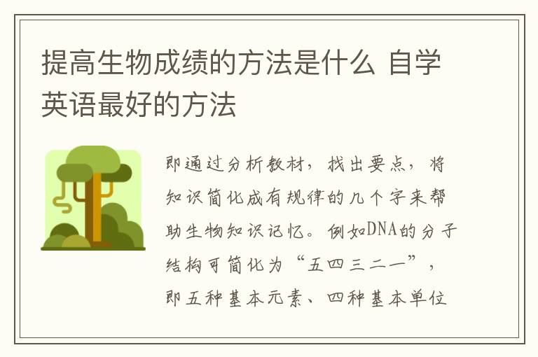 提高生物成绩的方法是什么 自学英语最好的方法