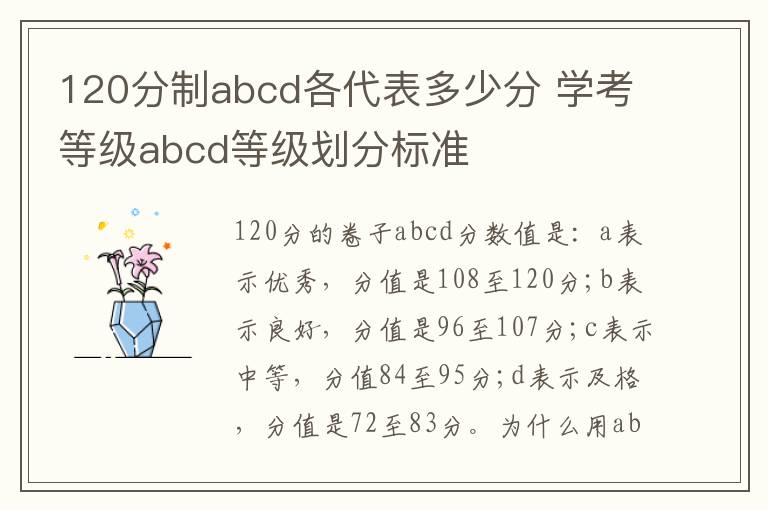 120分制abcd各代表多少分 学考等级abcd等级划分标准