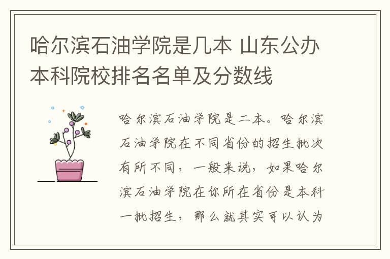 哈尔滨石油学院是几本 山东公办本科院校排名名单及分数线