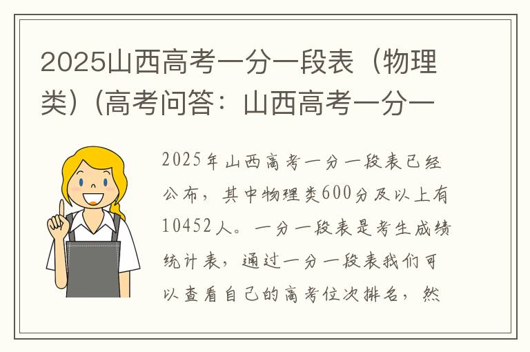 2025山西高考一分一段表（物理类）(高考问答：山西高考一分一段表报考指导)