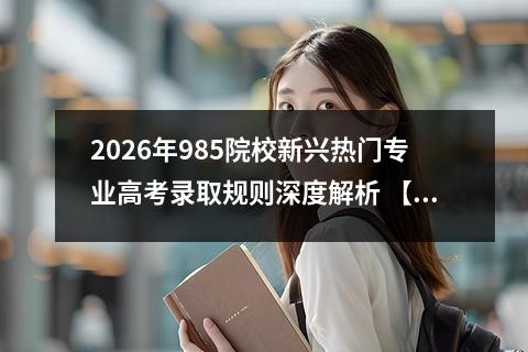 2026年985院校新兴热门专业高考录取规则深度解析 【高考问答】