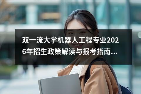 双一流大学机器人工程专业2026年招生政策解读与报考指南 二、2026年招生政策关键节点