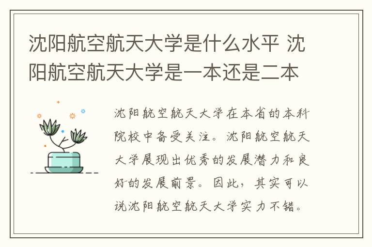 沈阳航空航天大学是什么水平 沈阳航空航天大学是一本还是二本