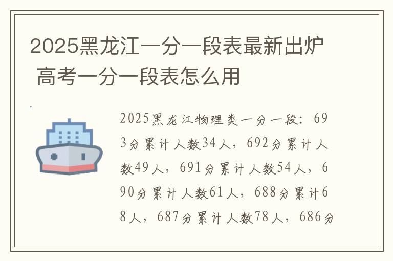 2025黑龙江一分一段表最新出炉 高考一分一段表怎么用
