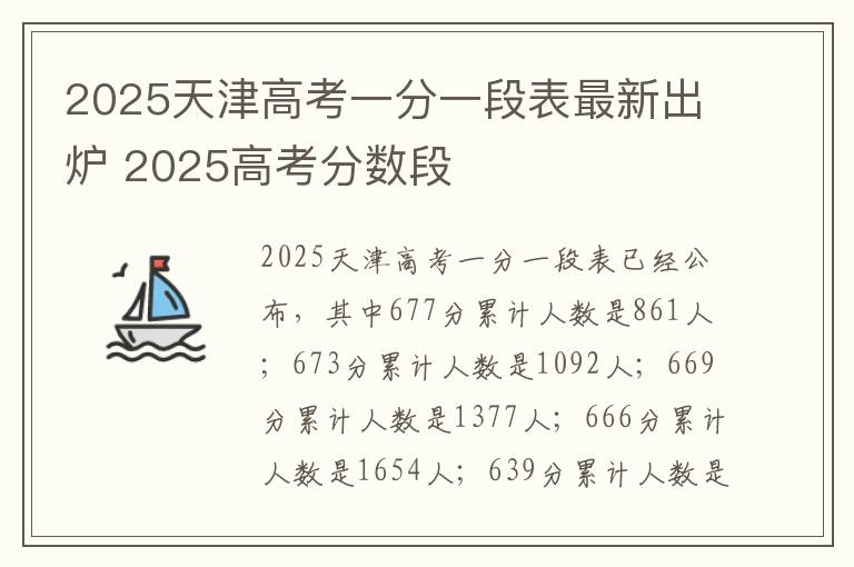 2025天津高考一分一段表最新出炉 2025高考分数段