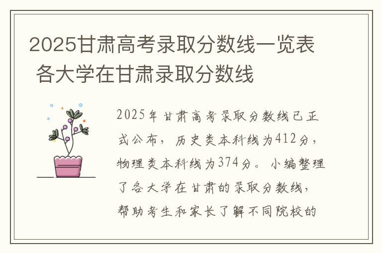 2025甘肃高考录取分数线一览表 各大学在甘肃录取分数线