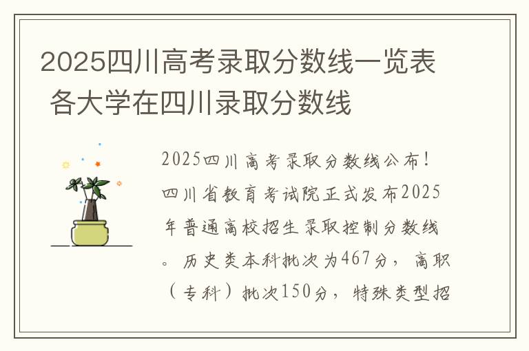 2025四川高考录取分数线一览表 各大学在四川录取分数线