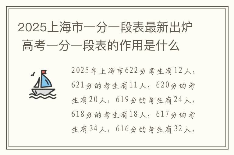2025上海市一分一段表最新出炉 高考一分一段表的作用是什么