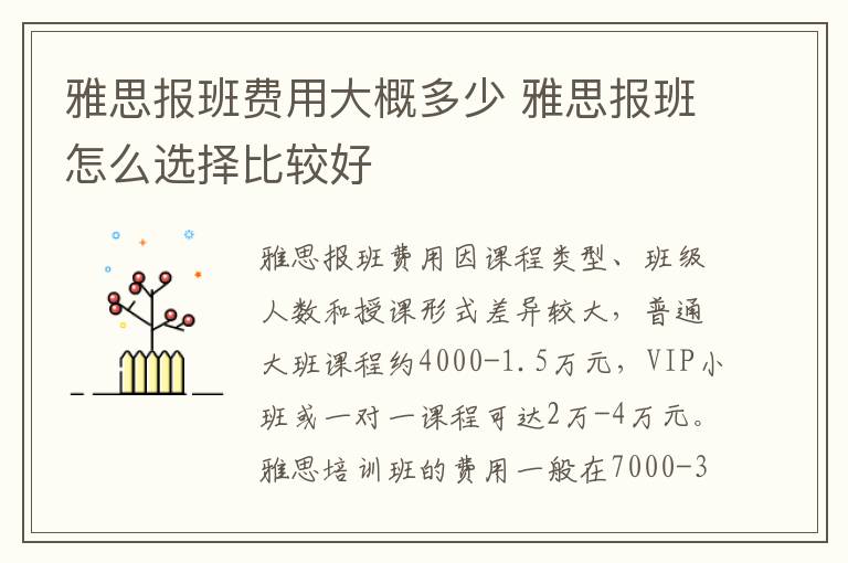 雅思报班费用大概多少 雅思报班怎么选择比较好