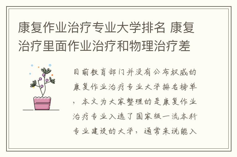 康复作业治疗专业大学排名 康复治疗里面作业治疗和物理治疗差别是什么