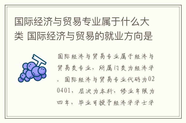 国际经济与贸易专业属于什么大类 国际经济与贸易的就业方向是啥岗位