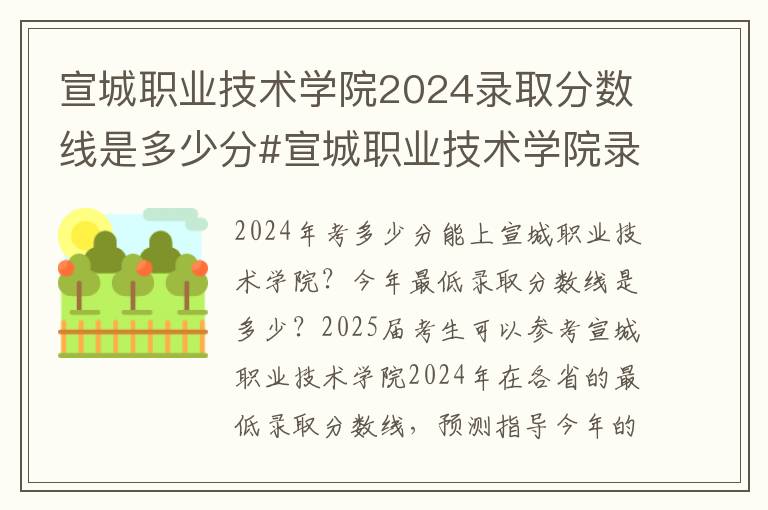 宣城职业技术学院2024录取分数线是多少分#宣城职业技术学院录取分数线2024