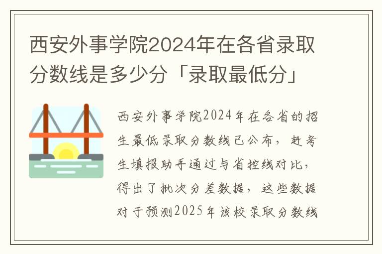 西安外事学院2024年在各省录取分数线是多少分「录取最低分」#西安外事学院2024录取分数线