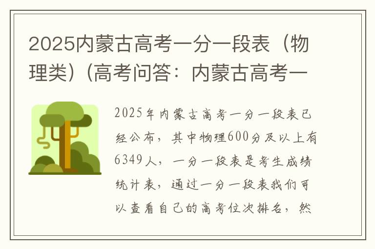 2025内蒙古高考一分一段表（物理类）(高考问答：内蒙古高考一分一段表报考指导)