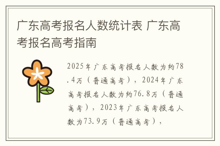 广东高考报名人数统计表 广东高考报名高考指南