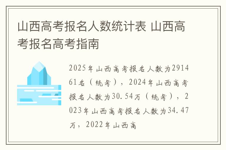 山西高考报名人数统计表 山西高考报名高考指南