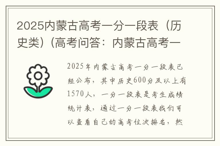2025内蒙古高考一分一段表（历史类）(高考问答：内蒙古高考一分一段表报考指导)