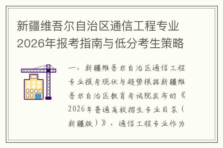新疆维吾尔自治区通信工程专业2026年报考指南与低分考生策略分析 【高考问答】