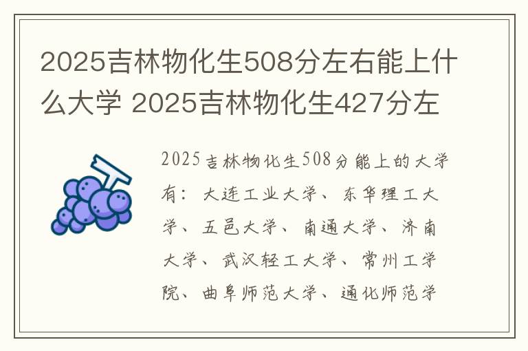 2025吉林物化生508分左右能上什么大学 2025吉林物化生427分左右能上什么大学
