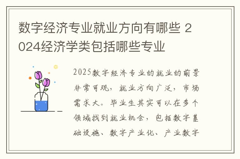 数字经济专业就业方向有哪些 2024经济学类包括哪些专业